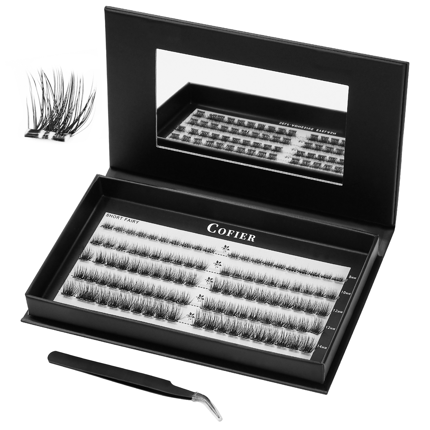 【Natural - as - Ever】Cofier Glue - Free DIY Lash Kit (8 - 14 mm) - Self - Adhesive, Comes with Tweezers! (80/100 Pcs) for a Quick and Natural Lash Makeover