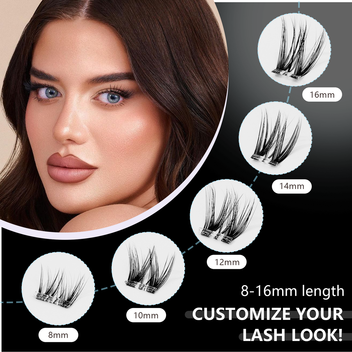 (Airy & Natural) Cofier DIY Lash Kit Press-on No-Glue Self-Adhesive Eyelashes for an Effortless, Seamless Look Beginner-Friendly Lightweight Individual Lashes with Tweezers 90 PCS