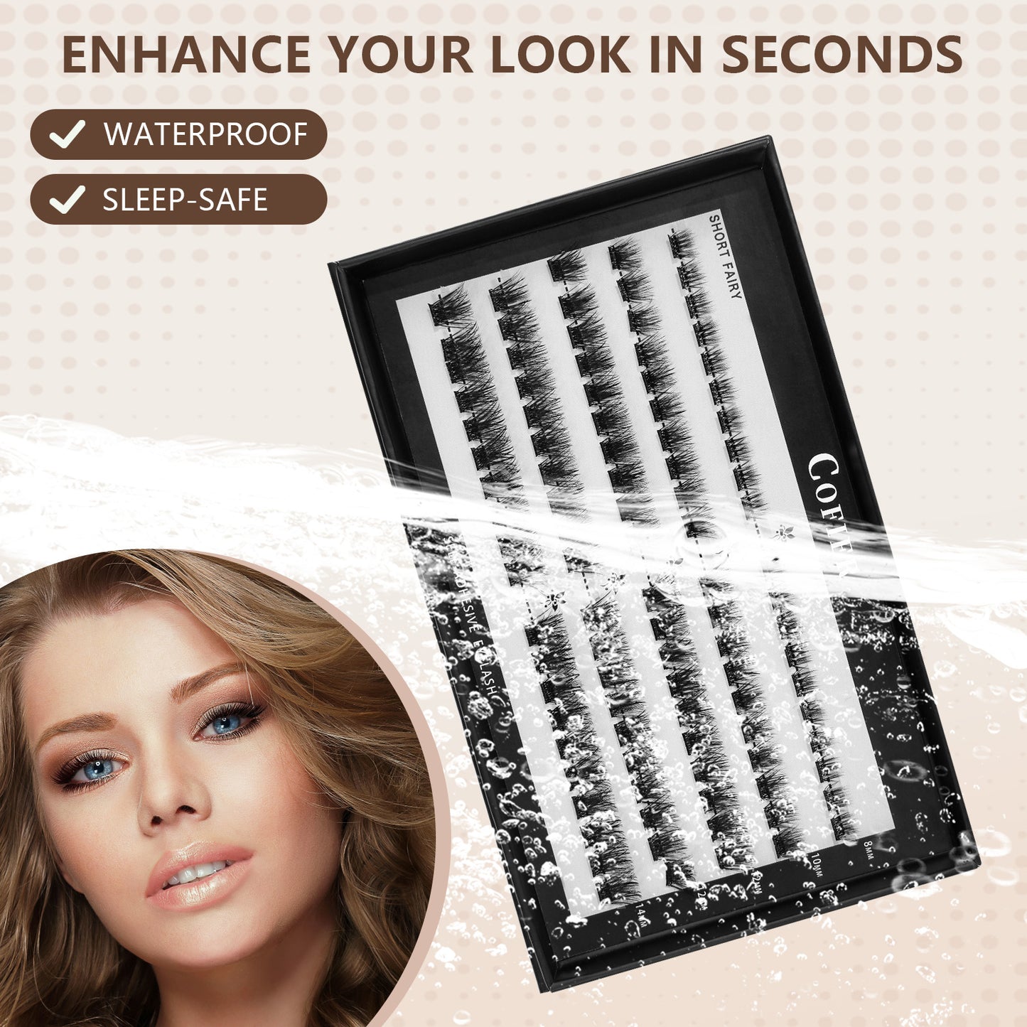 【Natural - as - Ever】Cofier Glue - Free DIY Lash Kit (8 - 14 mm) - Self - Adhesive, Comes with Tweezers! (80/100 Pcs) for a Quick and Natural Lash Makeover