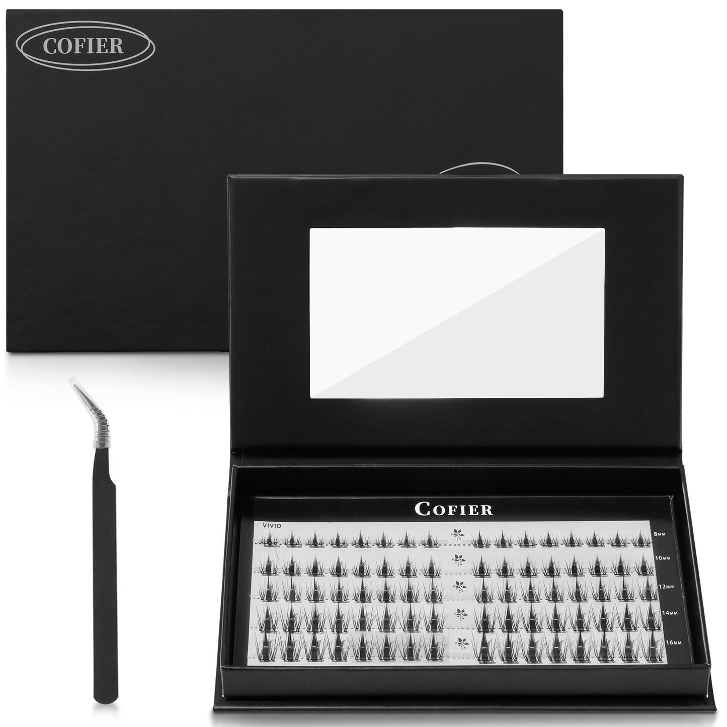 （Invisible Band）Cofier DIY Lash Kit Press on Lash No Glue Lash Self-Adhesive Eyelash Kit with Invisible Band for a Seamless Look, Beginner-Friendly Individual Lashes with Tweezers 80 PCS