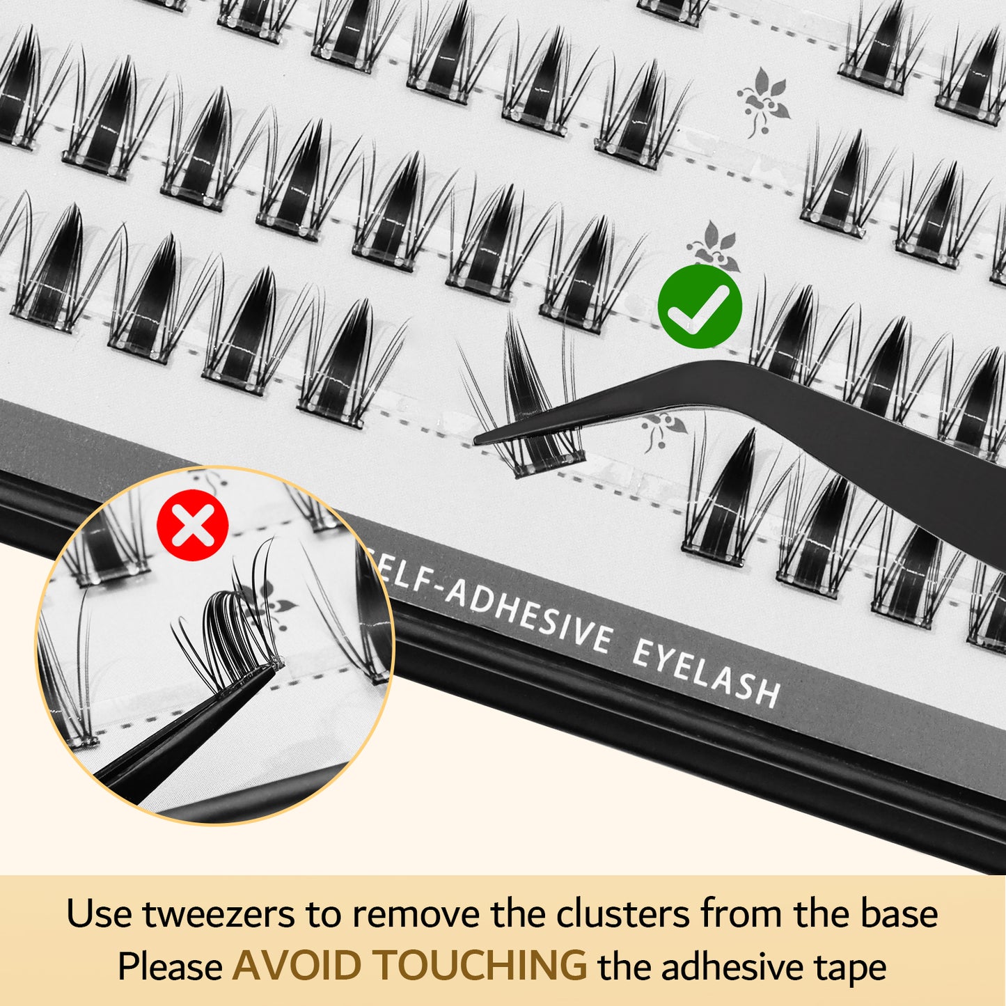 （Invisible Band）Cofier DIY Lash Kit Press on Lash No Glue Lash Self-Adhesive Eyelash Kit with Invisible Band for a Seamless Look, Beginner-Friendly Individual Lashes with Tweezers 80 PCS