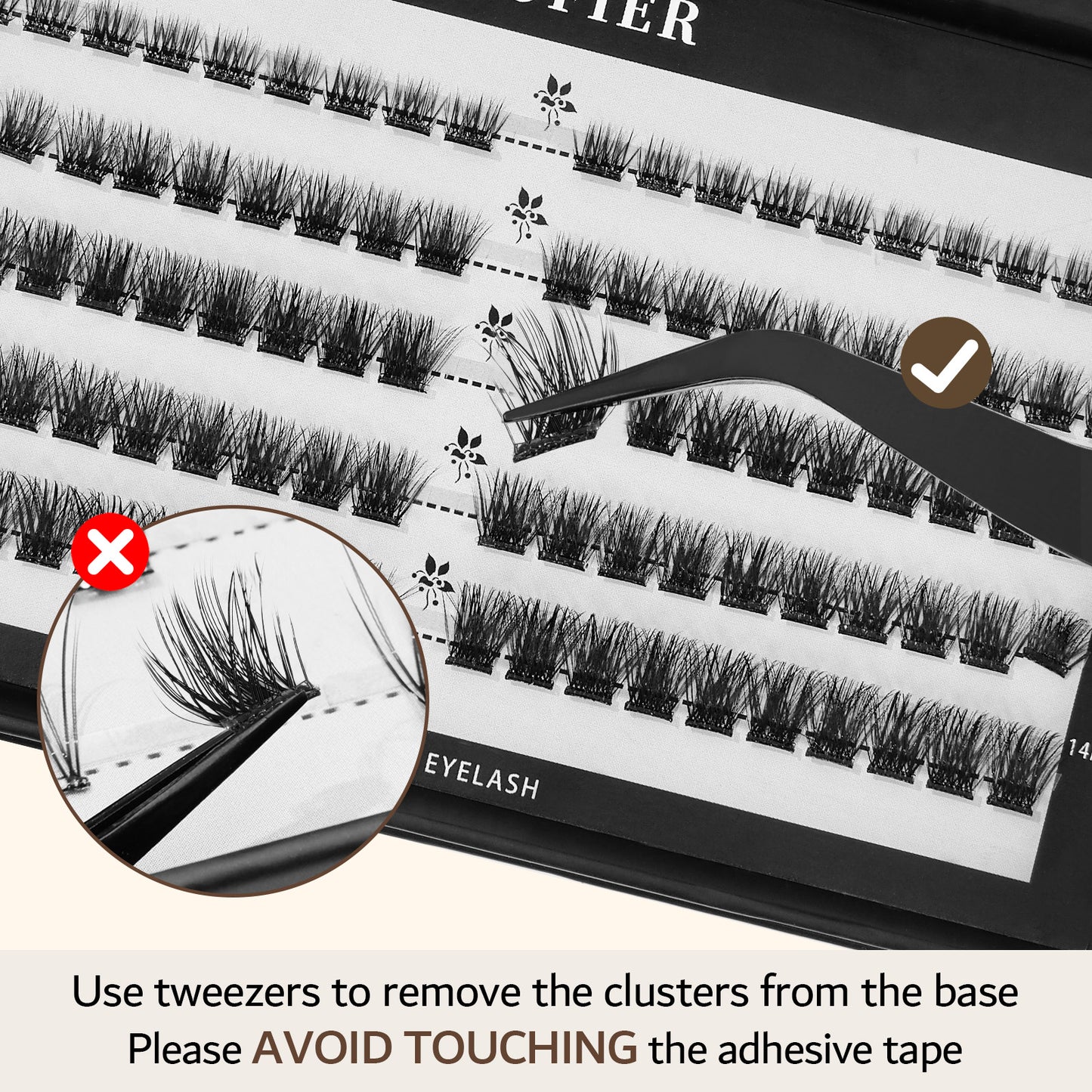 【Natural - as - Ever】Cofier Glue - Free DIY Lash Kit (8 - 14 mm) - Self - Adhesive, Comes with Tweezers! (80/100 Pcs) for a Quick and Natural Lash Makeover
