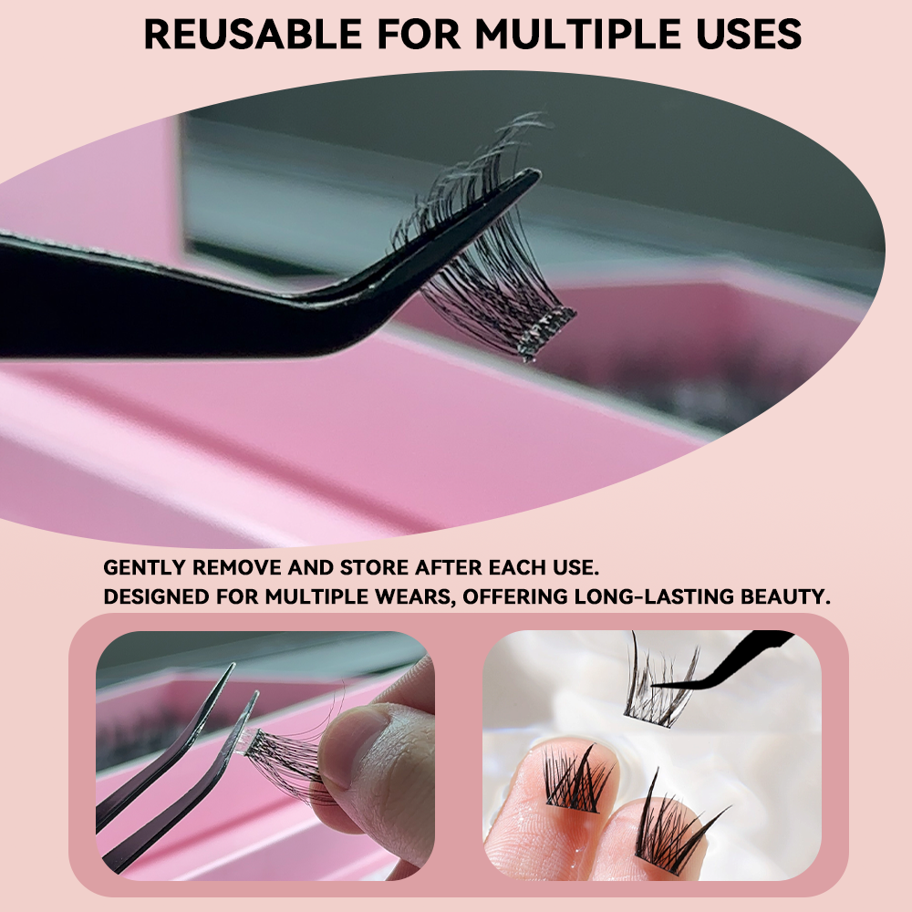 Cofier DIY 5D Lash Kit Press on Lash No Glue Lash Self-Adhesive Eyelash Kit Individual Lashes Beginner Friendly Eyelashes with Tweezers Fluffy 10-20MM